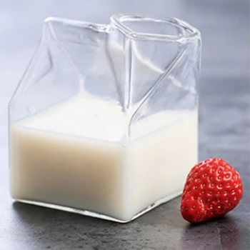 350 ml Süt Gözlük Süt Kutusu Cam Kupa Süt Kutusu Fincan Kahve Fincanları El Yapımı Sağlıklı İçecek Kupa Çay Kupalar Şeffaf Drinkware