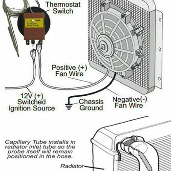 12 V Ayarlanabilir 0℃ ~ 120℃ Elektrikli Fan termostat Anahtarı Radyatör Sıcaklık Kontrol Probu İle Kullanım İçin Herhangi Bir pazar Sonrası Soğutma