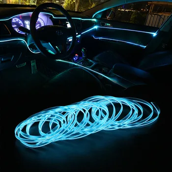 Araba Neon EL LED şerit ışık iç aydınlatma Garland EL tel halat boru Ortam LED Şerit Dekorasyon Esnek tüp Renkler Otomatik