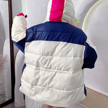 Kış Harajuku Hit Renk Pamuk Yastıklı Ceket Kadın 2023 Moda Renk Eşleştirme Sıcak Kapşonlu Parkas Casual Casual Kadın Ceketler
