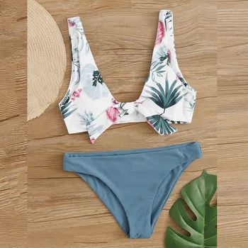 Kadınlar Çiçek Baskı Bikini Mayo Seti Push-up Beachwear Yastıklı Mayo bikini seti Mayo Plaj Kıyafeti Yüzme 2022 Yeni