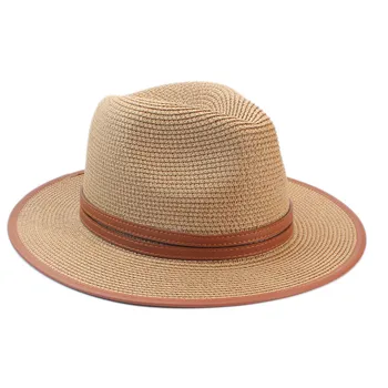 Panama Şapka Yaz güneş şapkaları Kadınlar için Adam Plaj Caz Hasır Şapka Erkekler için UV Koruma Kapağı Chapeau Femmes 2021 Tatil