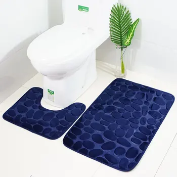 3 Set Banyo banyo mat seti Tuvalet Yumuşak Kaymaz 2 ADET Banyo Paspas Banyo Halısı Duş Halı Seti Tuvalet kapak Paspaslar