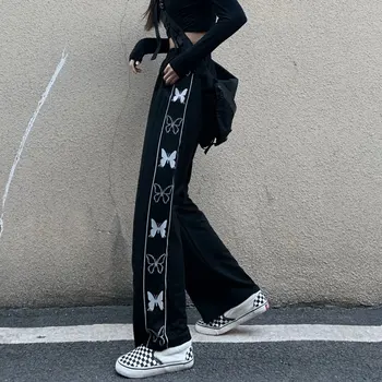 Pantolon Kadın Şık Kelebek Baskılı Eğlence Yüksek Sokak Moda Gotik Hip Hop Tüm Maç Vintage Harajuku Hipsters Streetwear Y2K