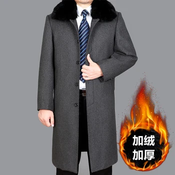 Ve Ceketler Mont 2023 Tavşan Kürk Erkek Marka Giyim Uzun erkek Kış Ceket Yün Palto Erkekler Trençkot WUJ1230