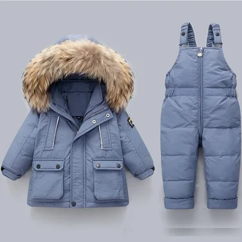 Kış sıcak Kalınlaşmak Aşağı Ceketler Kış Tulum Çocuk Tulumları Bebek Snowsuit Erkek Giyim Kız Çocuklar için Parkas Aşağı Palto