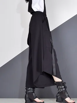 XITAO Yüksek Bel Patchwork Hit Renk Pantolon kadın kıyafetleri 2020 Yaz Sonbahar Moda Elastik Bel Rahat Geniş Bacak Pantolon XJ4619