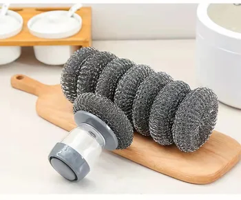 Mutfak Temizleme Fırçası Otomatik Sabunluk Bulaşık Yıkama Aracı Çelik Tel Topu Pot Fırça Ev temizlik deterjanı Araçları