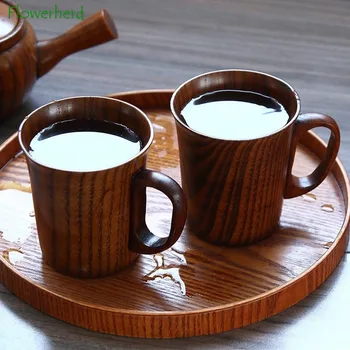 Bira kupası Kahve Kupa Çay Bardağı Teaware Drinkware Ahşap kulplu fincan Avrupa ve Amerikan Tarzı Silindirik Ahşap Bardak