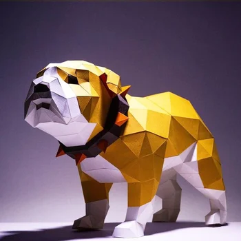 32 cm Yüksek Fransız Bulldog Eşdeğer Boyutu Büyük Köpek Hayvan İniş Üç Boyutlu Kağıt Modeli Salonu Sanatçı Masaüstü Dekorasyon