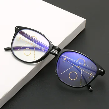 NONOR Retro Anti mavi ışık İlerici okuma gözlüğü Çok Odaklı Bifokal Okuma Büyük çerçeve Zoom reçete gözlük