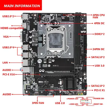 MAKİNİST H61 Anakart Desteği Intel Xeon Çekirdek CPU İşlemci DDR3 Masaüstü RAM Bellek HDMI VGA USB 2.0 Mikro ATX H61M-S1