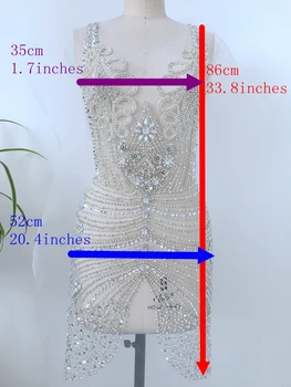 El yapımı rhinestones aplike vücut dikmek boncuk taşlar trim yamalar örgü elbise için 23.8X13. 7 inç
