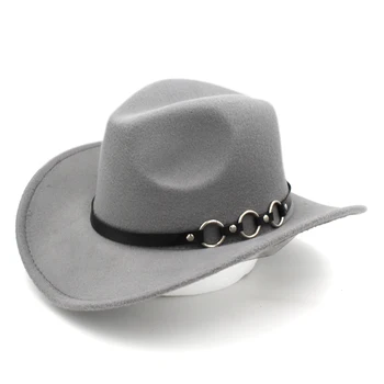 Mistdawn Moda Batı Kovboy Sürme Şapka Cowgirl Kap Cattleman Parti Caz Şapka Geniş Ağız O Yüzük Deri Bant Boyutu 56-58cm