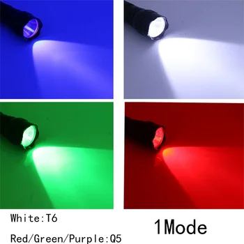 Anjoet Setleri Taktik El Feneri XM-L T6 / Q5 LED 1-Mode Çok Renkli Beyaz/Yeşil/Mavi/Kırmızı ışıklı fener kullanımı 18650 Pil Avcılık İçin
