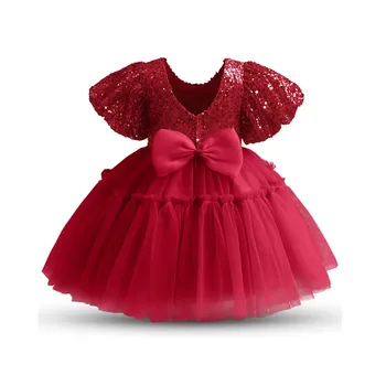 Bebek Kız Dantel Prenses Elbise 1st 2st doğum günü partisi elbisesi 1 2 3 4 5 Yaşındaki Vaftiz elbisesi Yürümeye Başlayan Çocuk Noel Giyim