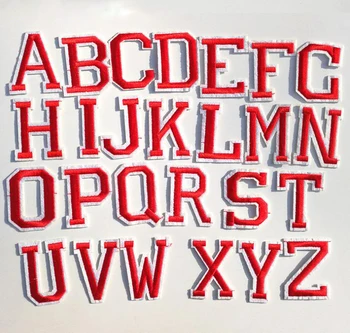 1 Adet Kırmızı Harfler Demir On Patch Alfabe İşlemeli Harfler Adı Yamalar Aplike T-Shirt Ceket
