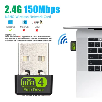 WD-1513B USB WiFi Kablosuz Ağ Kartı 150 Mbps Taşınabilir Destekleyen CD-ücretsiz Kurulum Sürücü Adaptörü Dahili 2dBi Anten
