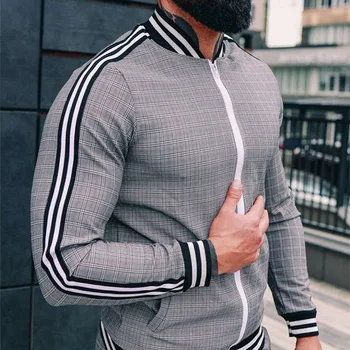 Erkekler Ceketler Rahat üst fermuarlı ceket Adam Yüksek Sokak Giyim Ekose Spor Giyim Yüksek kaliteli Kazak Moda Hızlı Teslimat