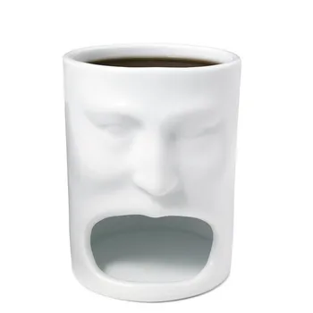 170ml Yaratıcı Yüz Kupa Seramik Kahve Fincanı Süt Çay Bardağı Beyaz Kurabiye Kupası Dunk Kupa Bisküvi tutucu Tepsi Komik Hediye