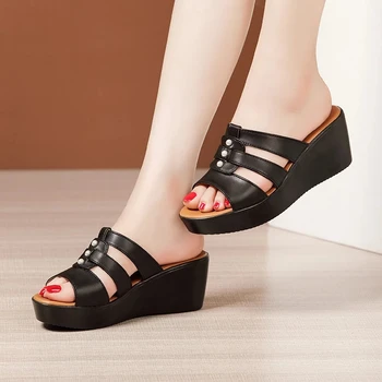 CEYANEAOWedges Topuk Kadın Yaz Sandalet Kalın Alt Platform Burnu Açık Sandalet Bayanlar Peep Toe Ayakkabı
