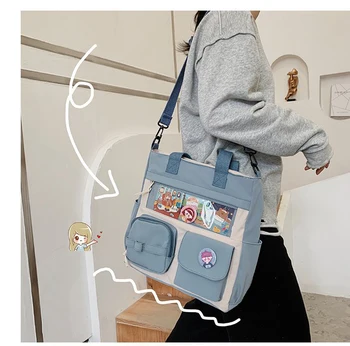 Sevimli Serisi Kawaii Çanta Japon Kızlar için Büyük Ita Çanta Çanta Öğrenci okul çantası Kızlar Crossbody Çanta Temizle Cep omuzdan askili çanta