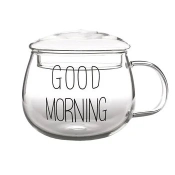 Yaratıcı kahvaltı süt kupası isıya dayanıklı sevimli ofis kahve bardağı kapaklı bardak işareti ile su bardağı