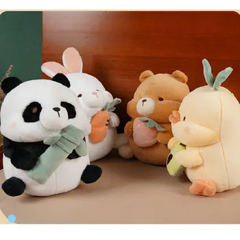 Sevimli Top Şekli Panda Kahverengi Ayı Tavşan Sarı Tavuk Peluş Doldurulmuş Karikatür Hayvanlar Gıda Bebek Kucaklama oyuncak bebekler Çocuklar Hediyeler