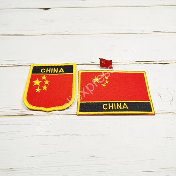 Çin Ulusal Bayrak Nakış Yamaları Rozeti Kalkan Ve Kare Şekli Pin Bir Set Bez Kol Bandı Sırt Çantası Dekorasyon Hediyeler