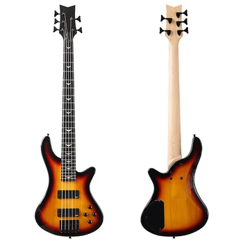 Sol El Sunburst 5 Dizeleri Elektrik Bas Gitar 43 İnç Katı Basswood Vücut Kanada Akçaağaç Boyun Ahşap Bas Gitar Yüksek Parlak