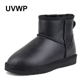 UVWP Yeni Moda Doğal Kürk kar botları 100 % Hakiki koyun derisi Deri kadın Çizmeler sıcak kış çizmeler yarım çizmeler Ücretsiz Kargo