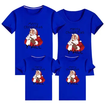 Noel Aile Eşleştirme Giyim Anne Baba Kızı Oğul Çocuklar Bebek T-shirt Ebeveyn Noel Baba Baskı Gömlek Kısa Kollu Üstleri