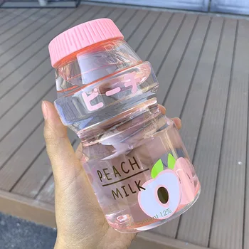 480ml Sevimli Buzlu Plastik Meyve Suyu Şişesi BPA Ücretsiz Taşınabilir Sızdırmaz Yakult Şekli Kawaii Süt Karton Şişe Çocuklar Kızlar için