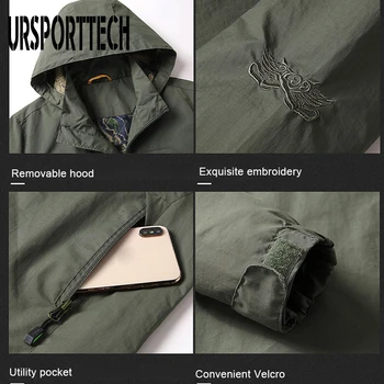 Bahar sonbahar ceketi erkek Giyim Rahat Askeri Taktik Su Geçirmez Bombacı Ceketler Erkekler Rüzgarlık kapüşonlu ceket Hızlı Kuru 5XL
