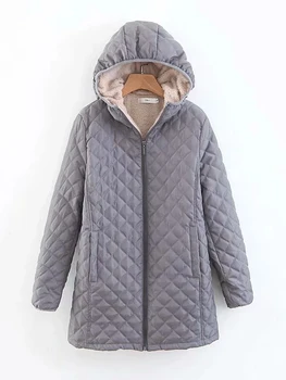 Kadın Kış Giysileri Kapşonlu Bayan Mont ve Ceketler Zarif Moda Pamuk Yastıklı Uzun Parkas Kalın Sıcak Kadife Giyim