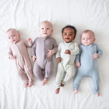 Yeni Bebek Romper Bambu Elyaf Bebek Kostüm Erkek Kız Giysileri Yenidoğan Fermuar Footies İnce Tulum Uzun Kollu Bebek Giyim 0-24M
