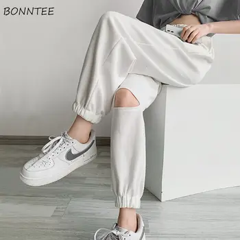 Pantolon Kadın Delik Gevşek Katı Tüm Maç harem pantolon İpli Rahat Kolej Kore Tarzı Moda Günlük Streetwear Vintage