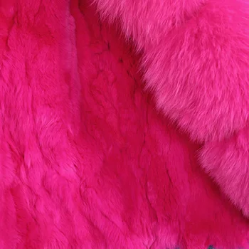 MAOMAOKONG kış denim ceket ile büyük kürk yaka doğal tilki kürk yapılmış, gevşek, şık, sıcak ve çıkarılabilir tavşan kürk lini