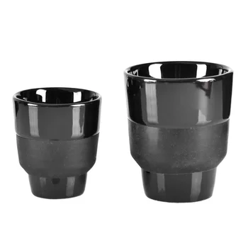 Barista Çift Kahve Fincanı 80/160ml Ins tarzı Espresso su ısıtıcısı seramik Yaratıcı Çift Çay su kupası Siyah Sır Konteyner
