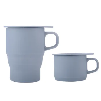 Kahve pipetli kupa Silikon Katlanır su bardakları BPA ÜCRETSİZ Gıda Sınıfı Katlanabilir çay bardağı Seyahat Katlanabilir Kahve Fincanı