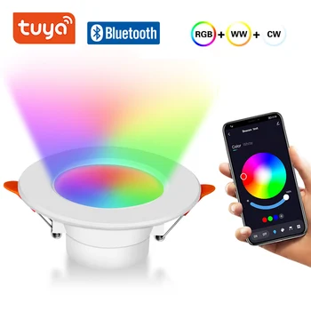 Tuya akıllı Bluetooth Gömme LED Spot RGB Downlight 10W Tavan Lambası Sıcak Beyaz Kısılabilir APP Kontrolü Mutfak AC110V 220V