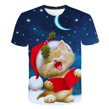 Unisex Moda Komik Noel T-Shirt Rahat Komik baskı Noel Baba T-Shirt Kutlama Tatil T-Shirt