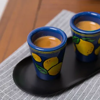 50 ml Mini Kahve Kupa Limon Baskılı Japon espresso fincanı seramik latte fincanı Yaratıcı shot bardakları Ev Cafe Bar Drinkware