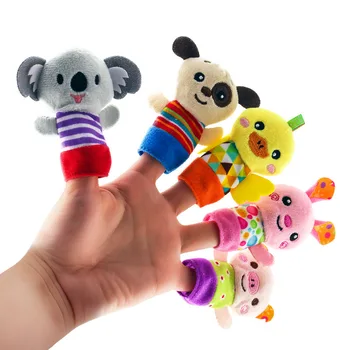 5 adet / takım bebek oyuncakları Sevimli Hayvan parmak kuklaları Bez Bebek Bebek Eğitici oyuncaklar Hayvan peluş oyuncak Setleri kukla Sahne
