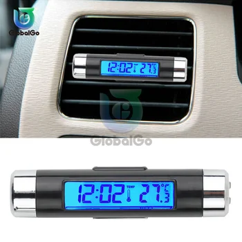 2 in 1 Araba Dijital LCD Saat / Sıcaklık Göstergesi Arka Elektronik Saat Termometre Araba Dijital Zaman Saati Araba Aksesuarı