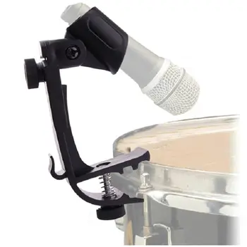 Siyah Dayanıklı Klip Davul Jant Darbeye takoz desteği Ayarlanabilir Mikrofon Mikrofon Kelepçe Standı Tutucu Braketi C5AE