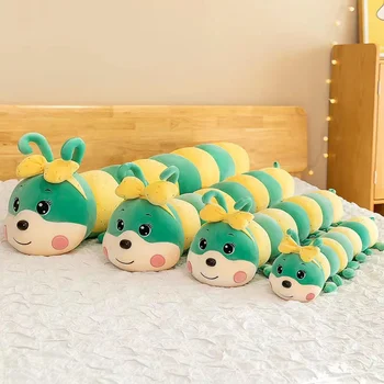Sevimli Renkli Tırtıl peluş oyuncak Uyku Klip Bacak Yastık Bebek Uzun dolgu yastık Bez Bebek doğum günü hediyesi Kızlar İçin