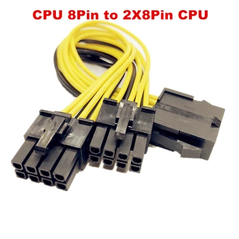 CPU 8pin Dişi Çift 8Pin Erkek PC anakart CPU 2X8pin to 8Pin Güç uzatma kablosu uzatma kablosu Y Splitter adaptörü 18AWG