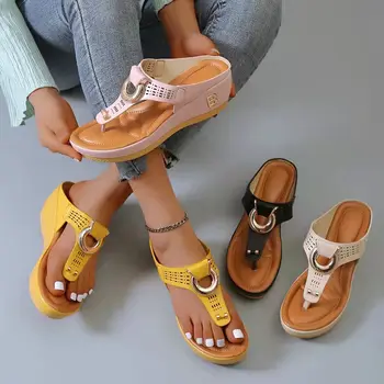 Kadın Flip Flop Sandalet Yaz Ayakkabı Kadın Platformu Kama Terlik Bayanlar Rahat Moda Plaj Ayakkabı Tasarımcısı Slaytlar