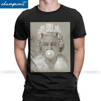 Kraliçe Elizabeth II Üfleme Beyaz Kabarcık Sakız T - Shirt Erkekler için İngiliz Kraliyet Taç Eğlence Tee Gömlek Yuvarlak Boyun T Gömlek 6XL Tops